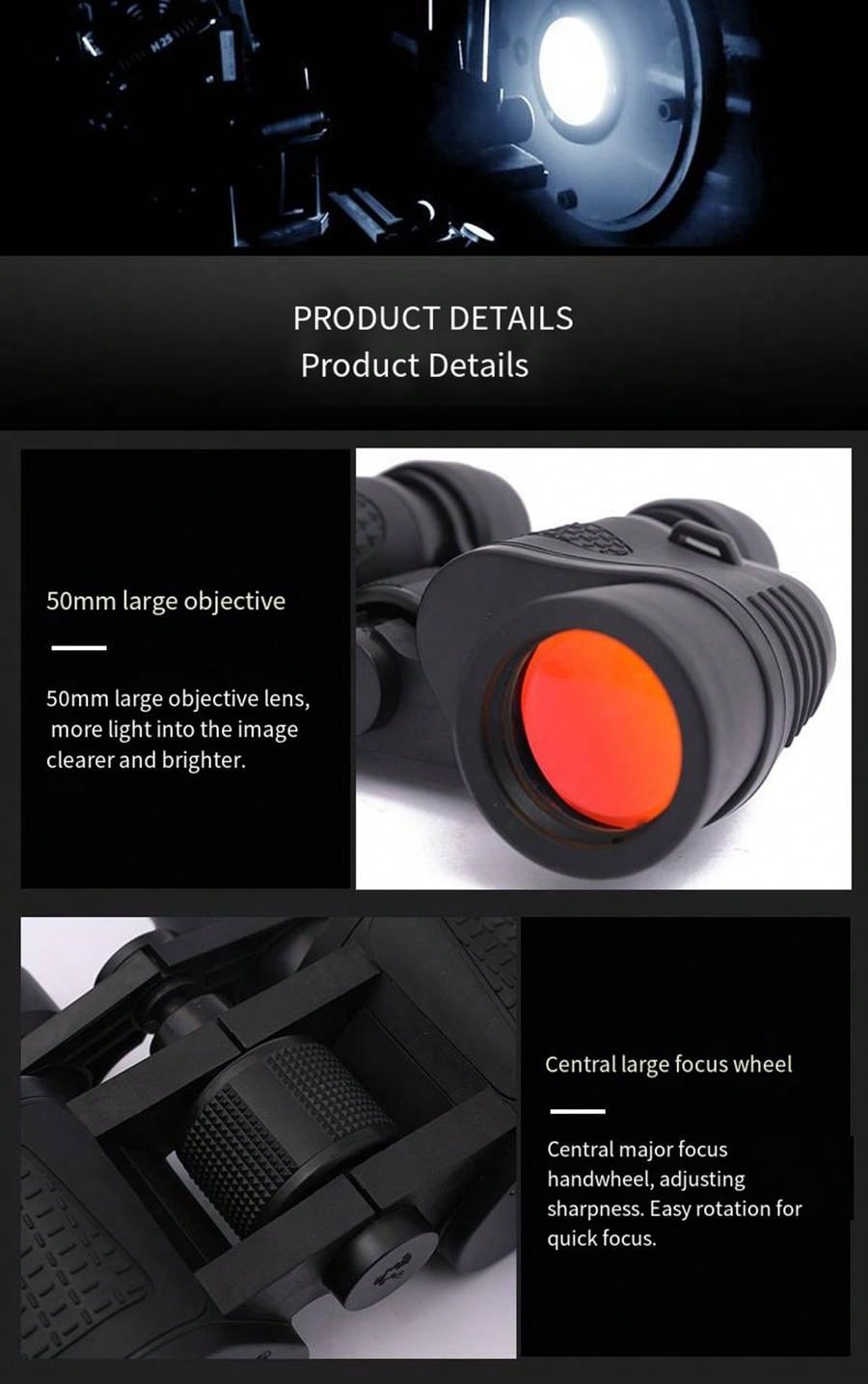 Waterproof Anti-fog Professional 80x80 High-definition High-power Low-light Red Film Outdoor Binoculars, Px7 💜