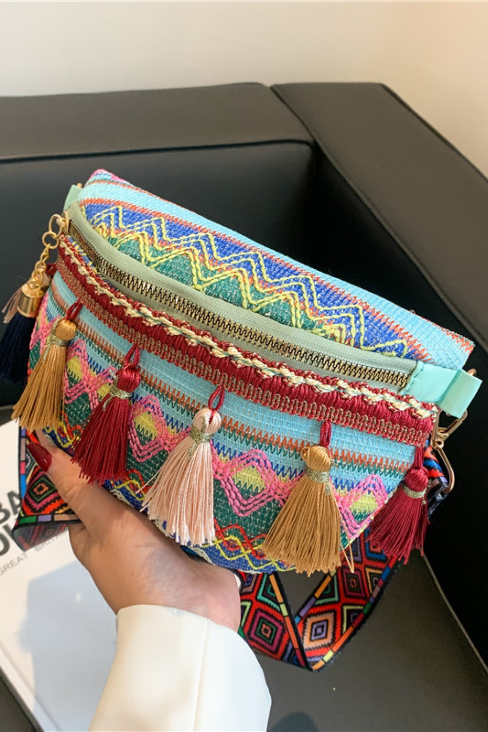 SO CHIC Bohemian Sling Bag with Tassels