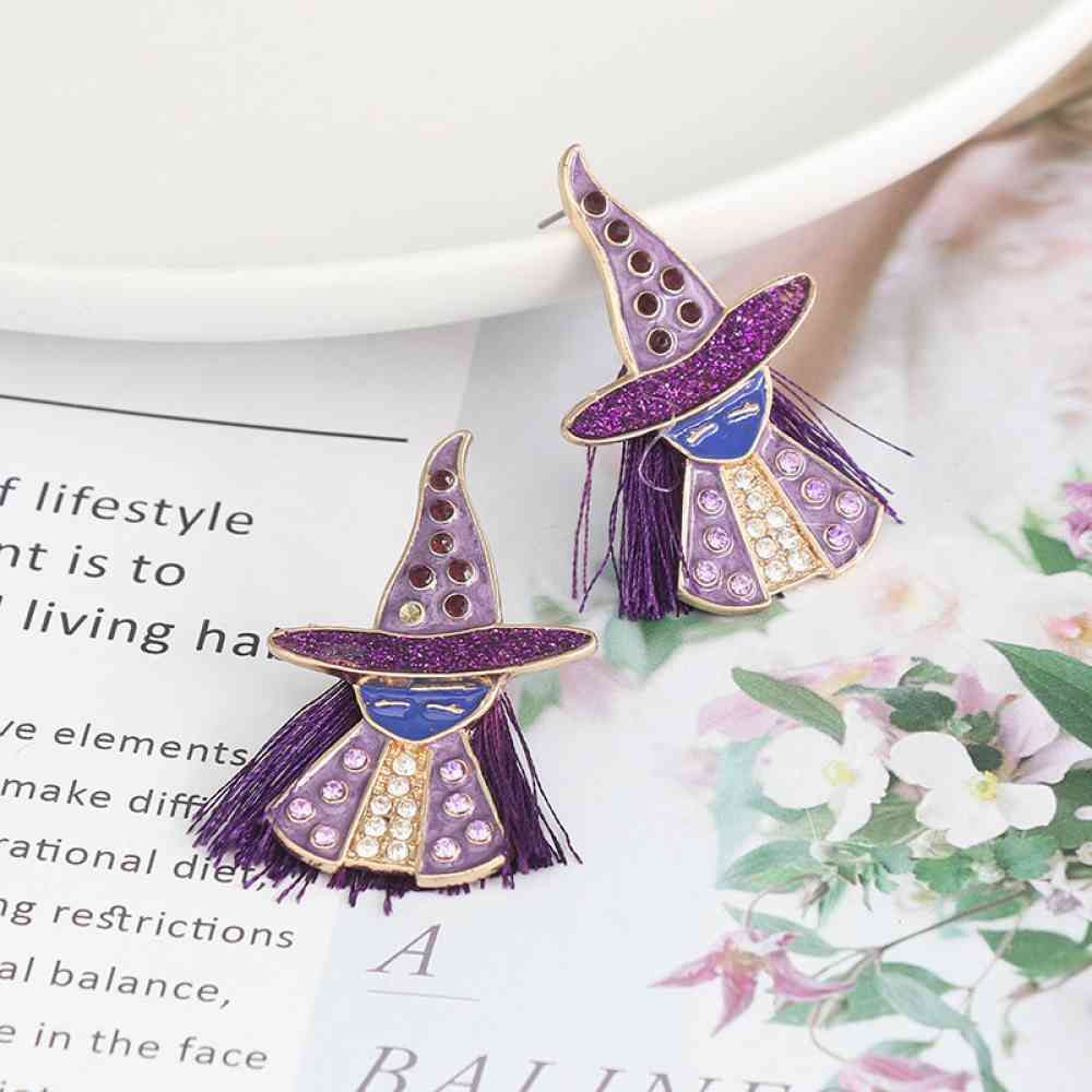 Halloween Witch Rhinestone Alloy Earrings