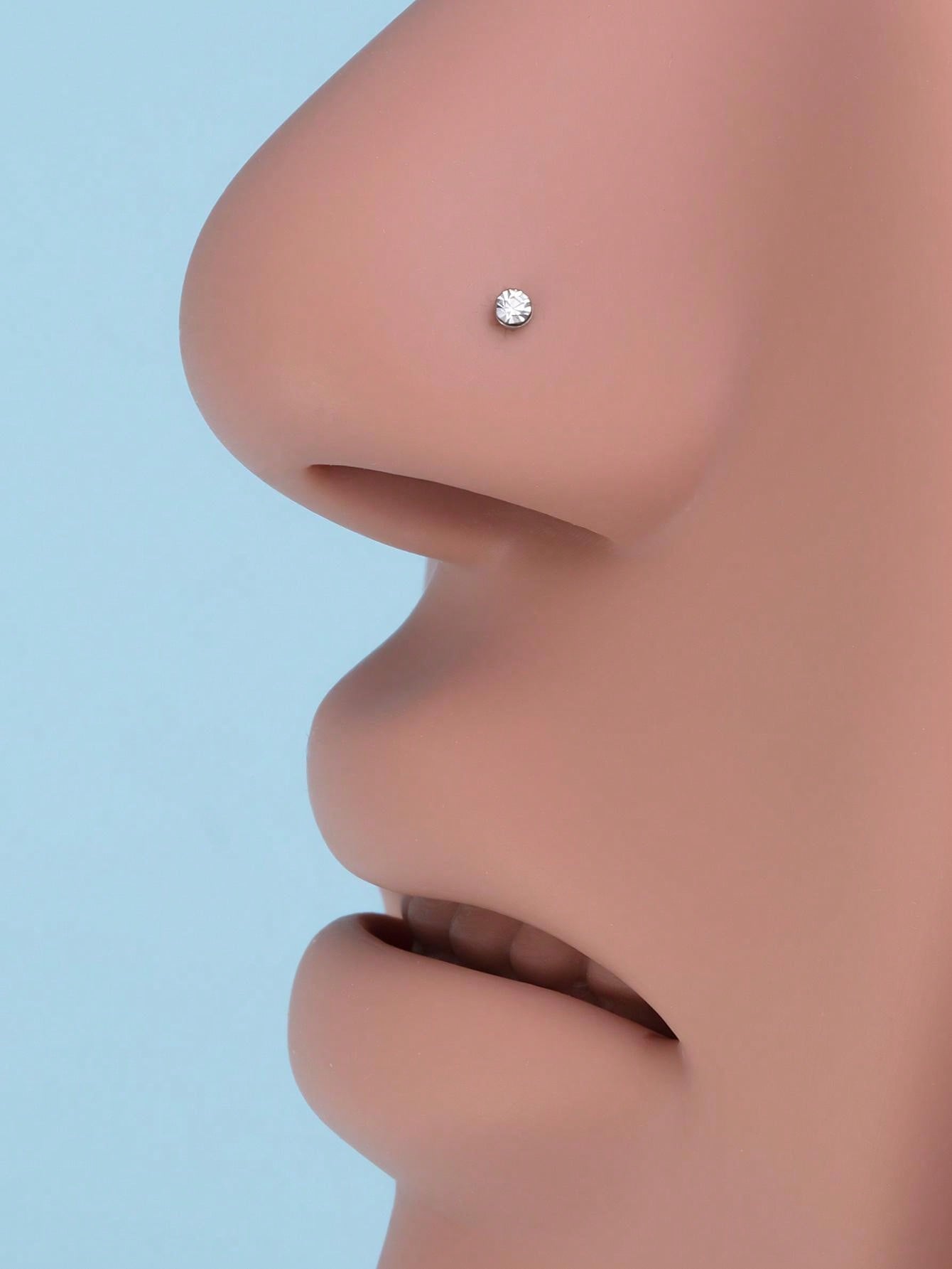 60pc Stainless Steel Crystal Gem Nose Stud, Unisex Nose Piercing Set 🔥