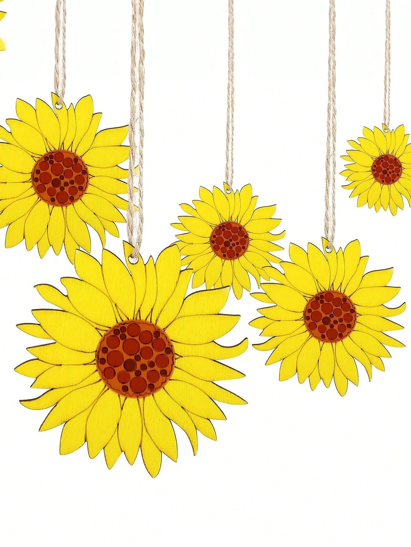 DIY Wooden Sunflower Cutouts w String for Crafting, 10 PC Set 💜