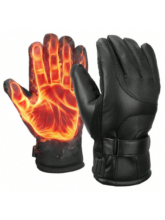 Heated PU Leather USB Plug Touchscreen Thermal Gloves Windproof Winter Hand Warmer Unisex 🔥