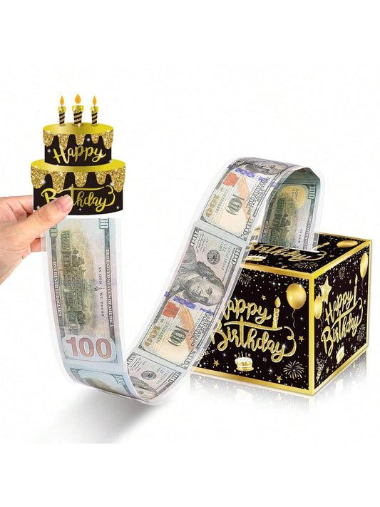 Black and Gold Happy Birthday Money Box for Cash Gift 🔥