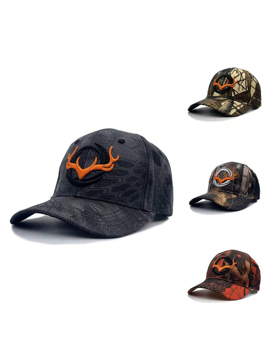 Men's Embroidered Animal Design Pattern Cap with Curved Brim, Camouflage Base Hat 🔥
