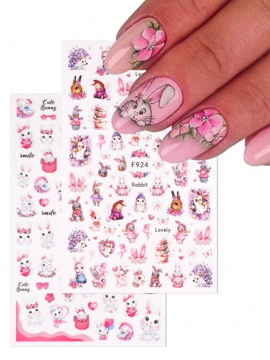 Beauty from Beyond 2 PC Cute Bunny Radish Nail Design 3D Self Adhesive Decals Nail Art 🔥