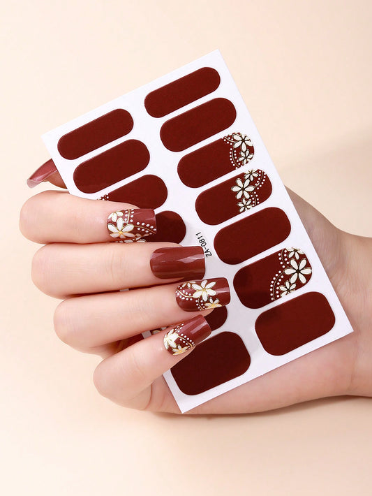Beauty from Beyond 1 Sheet Red Flowers Full Nail Art Stickers Decal 🔥