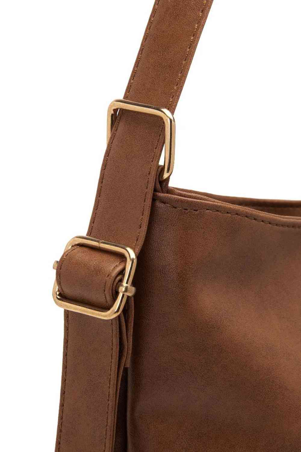 Arleth Chocolate Brown Large PU Leather Crossbody Bag
