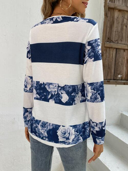 Printed Half Zip Long Sleeve T-Shirt