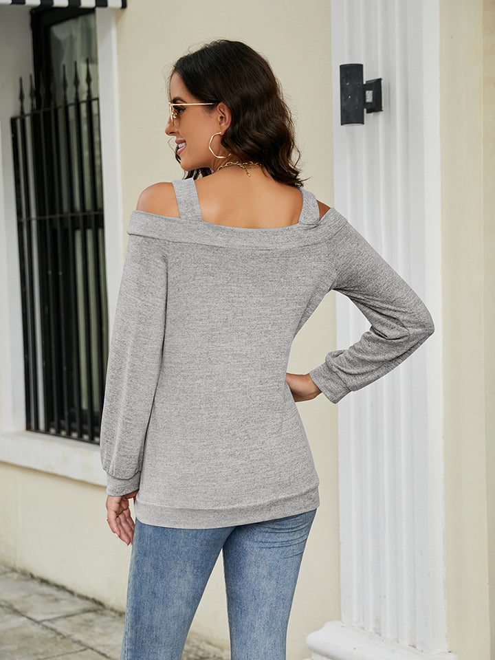 Full Size Cold Shoulder Cutout Square Neck Blouse