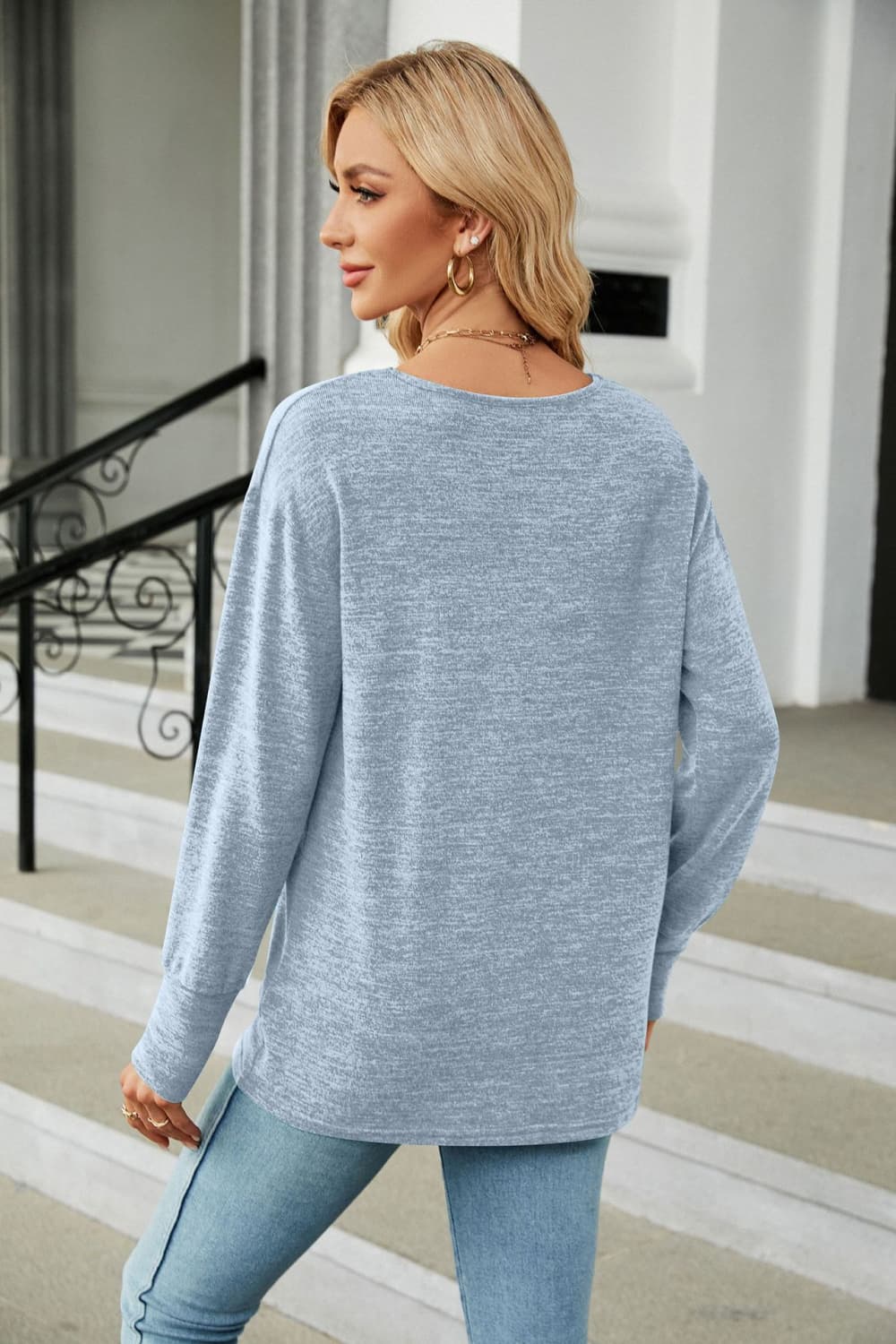 Full Size V-Neck Long Sleeve T-Shirt