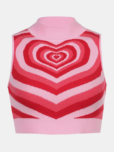 Heart Mock Neck Sweater Vest