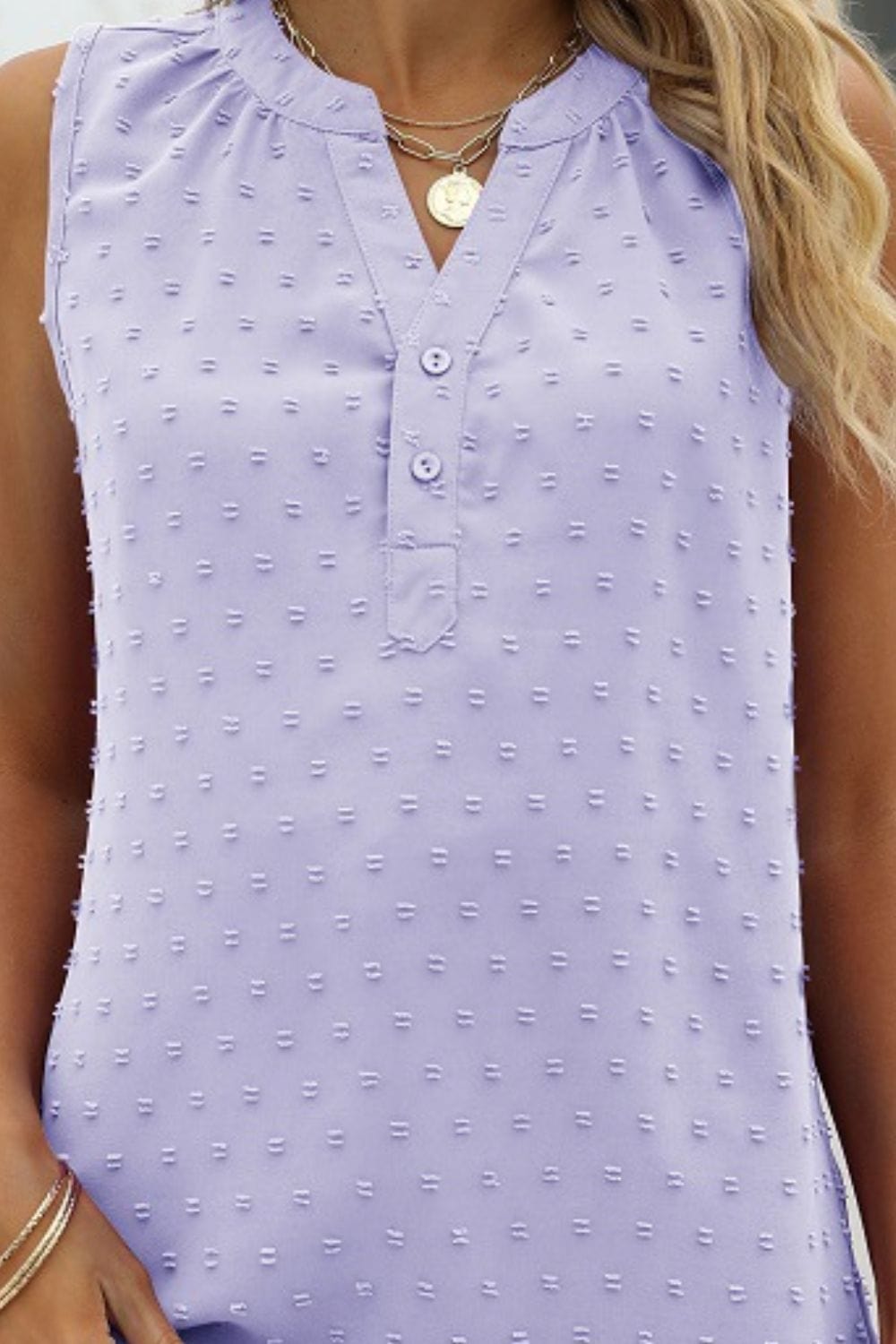 Full Size Swiss Dot Notched Neck Tank