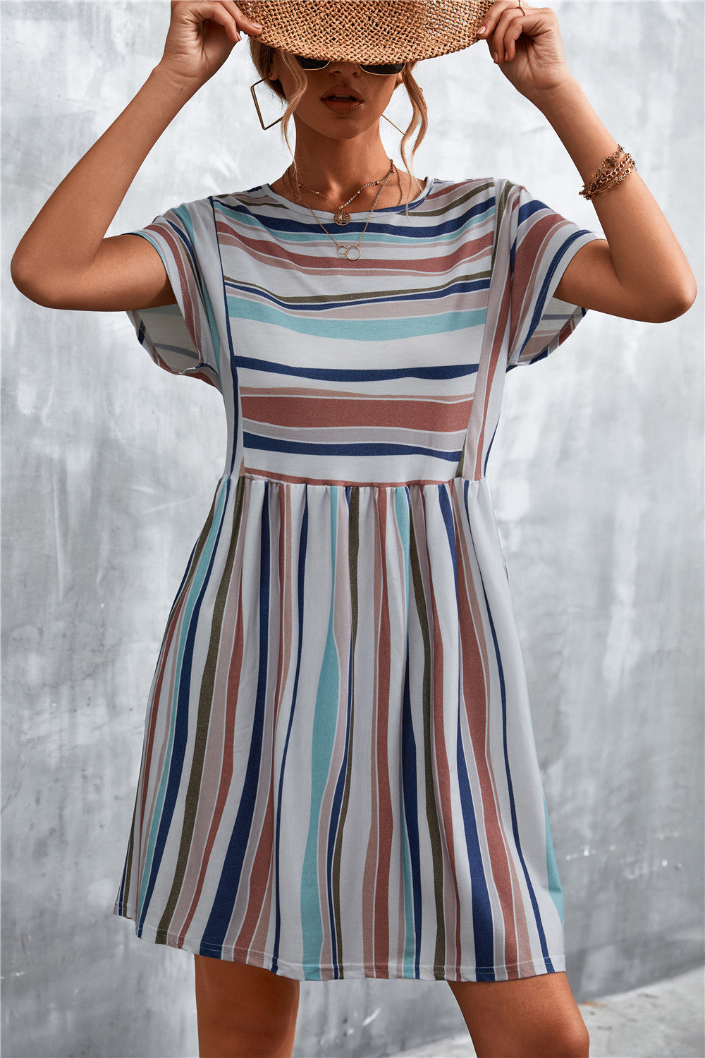 Women's Striped Round Neck Dress