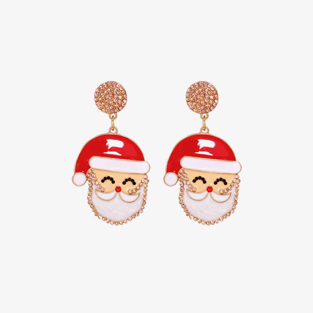 Christmas Rhinestone Alloy Santa Earrings