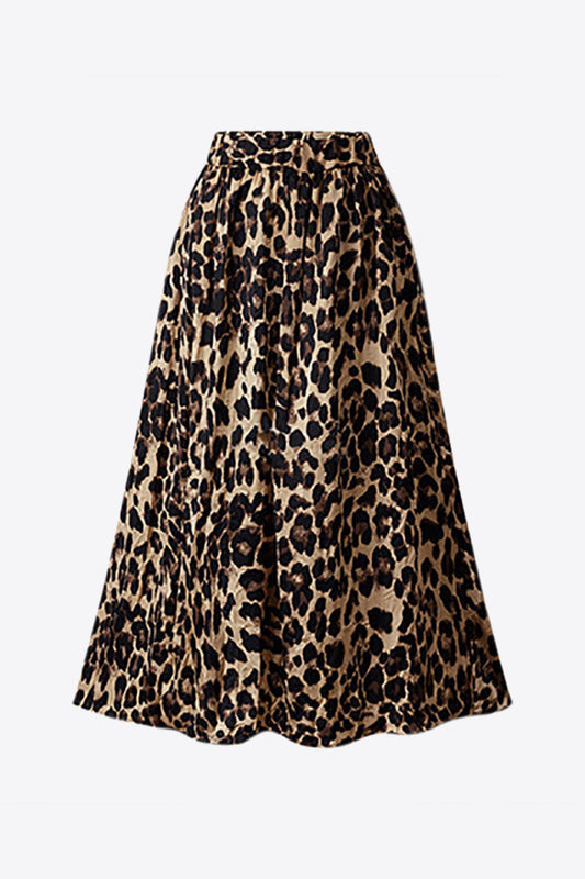 Women's Plus Size Leopard Print Midi Skirt