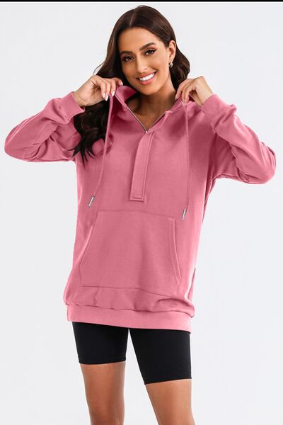 Women's Clarisia Drawstring Half Zip Hooded Dress