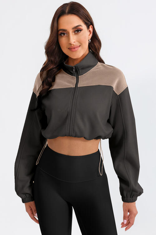 ShaysCoatsnMore Contrast Drawstring Zip Up Jacket