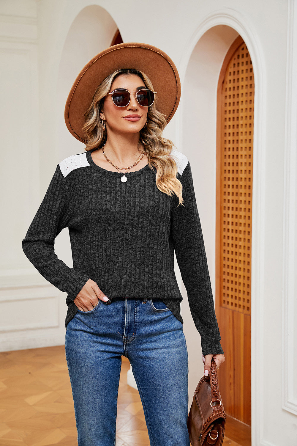 Full Size Round Neck Ribbed Top