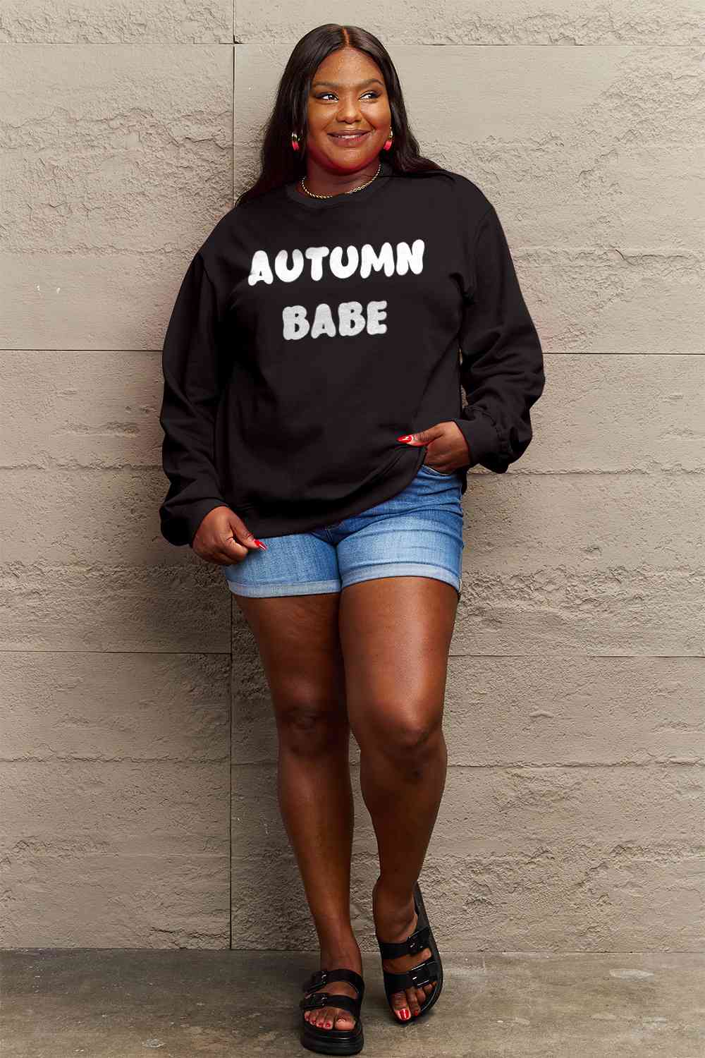 Simply Love SEASONAL Full Size AUTUMN BABE Graphic Sweatshirt