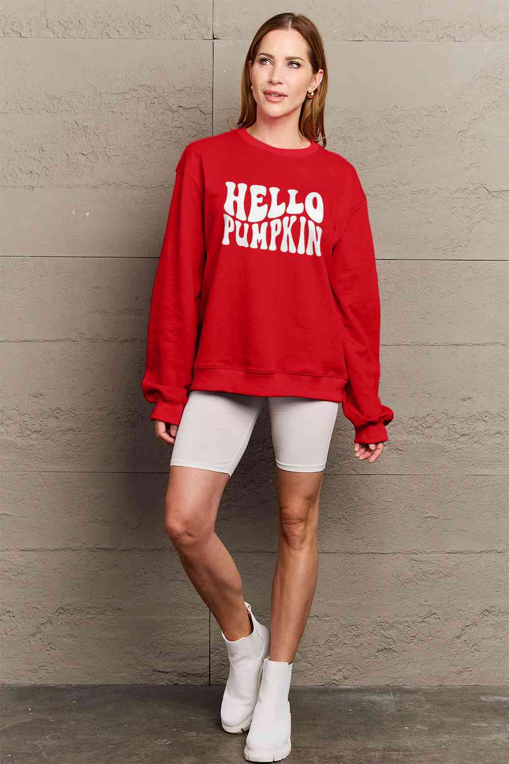 Simply Love SEASONAL Full Size HELLO PUMPKIN Graphic Sweatshirt