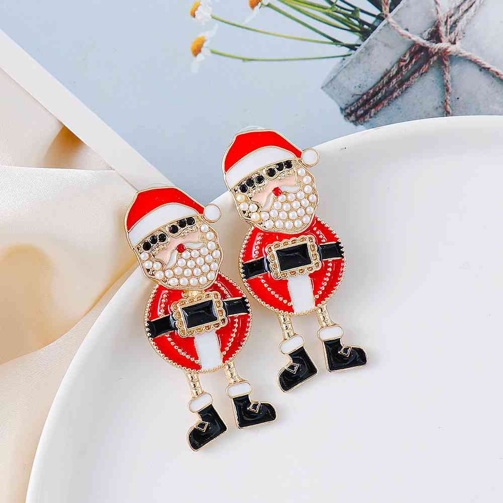 Christmas Rhinestone Alloy Santa Earrings