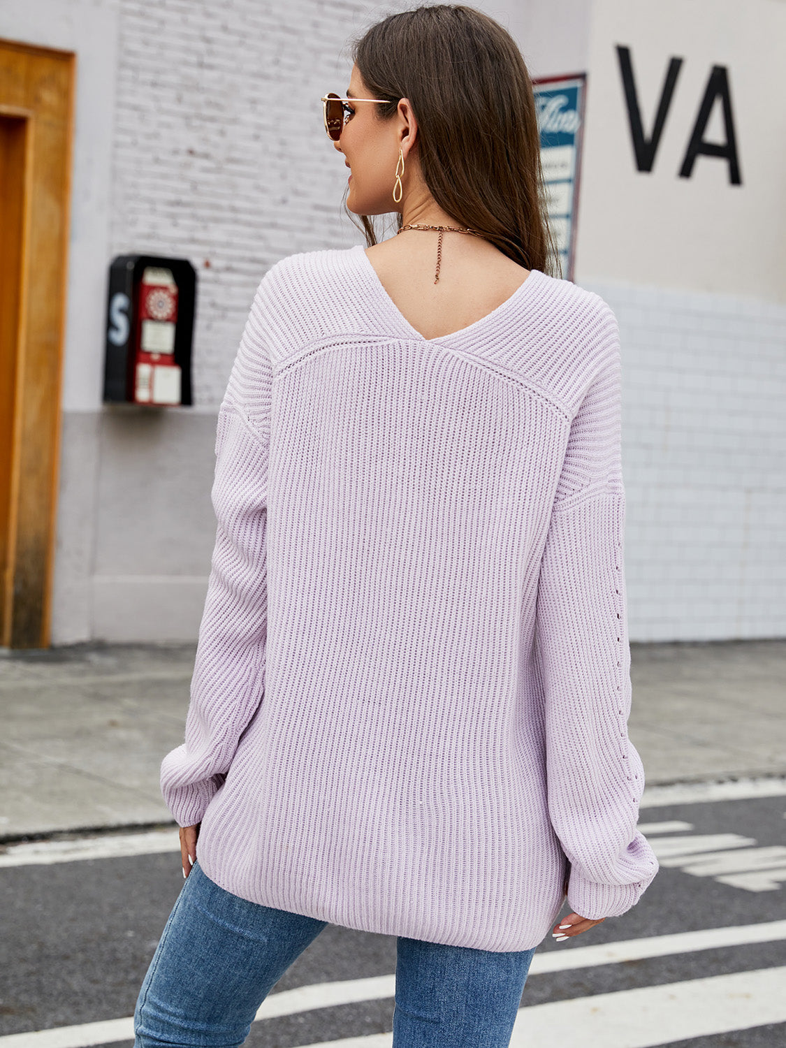 Full Size V-Neck Rib-Knit Top