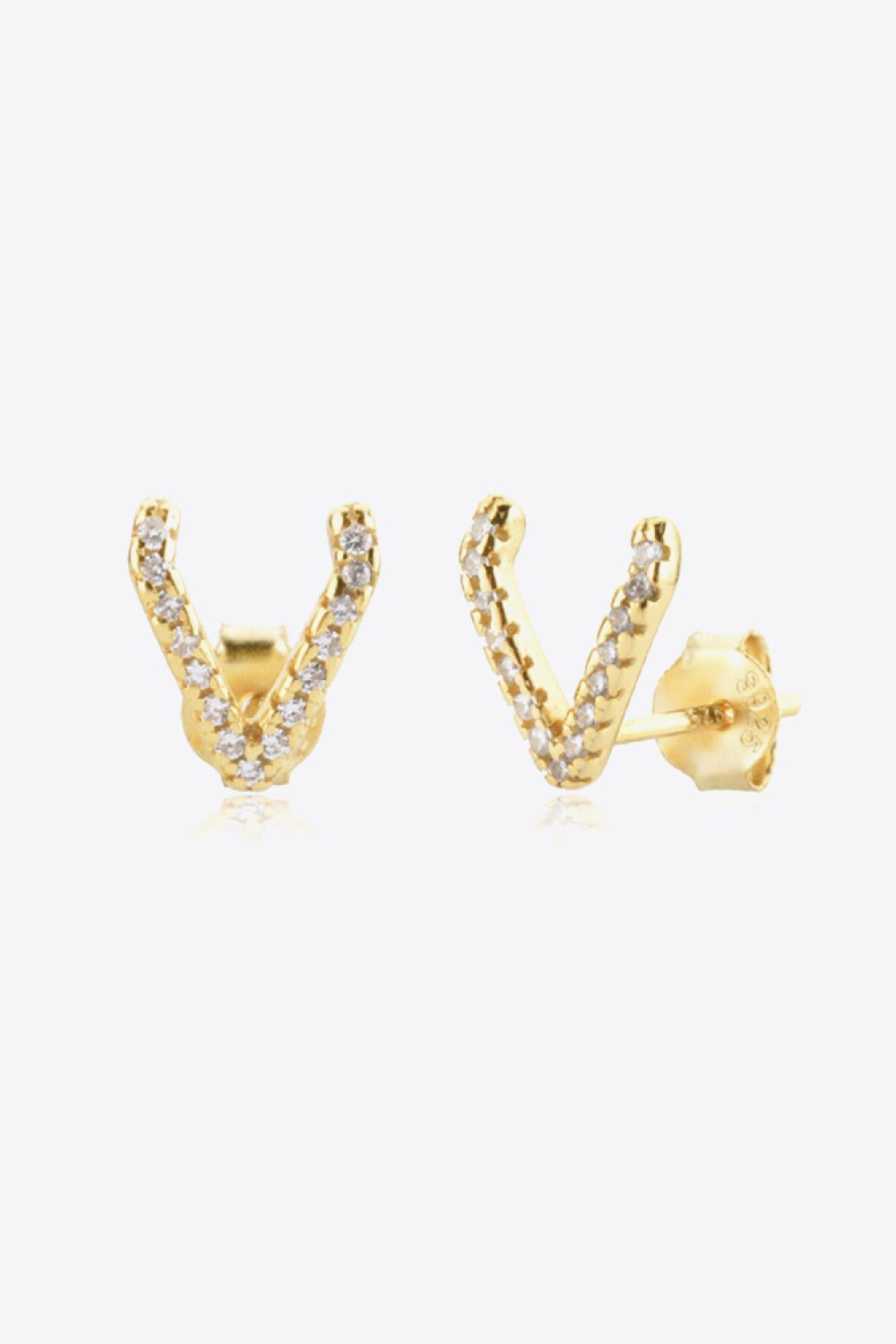 Ariel&Emaline Zircon Letter V Stud Earrings