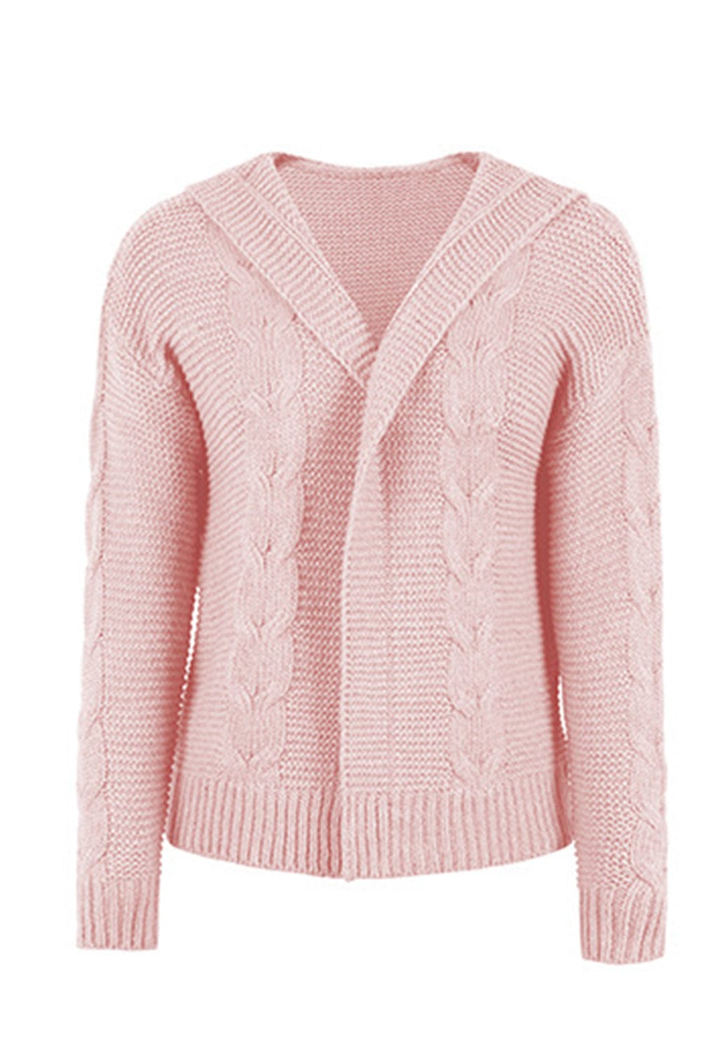 LakenLea Cable-Knit Dropped Shoulder Hooded Cardigan