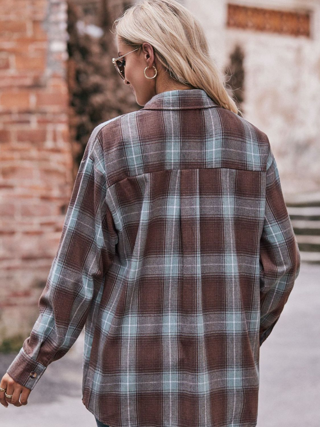 Plaid Dropped Shoulder Longline Shirt