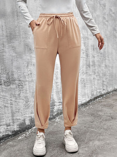 Savannah Lynn Drawstring Straight Pants with Pockets