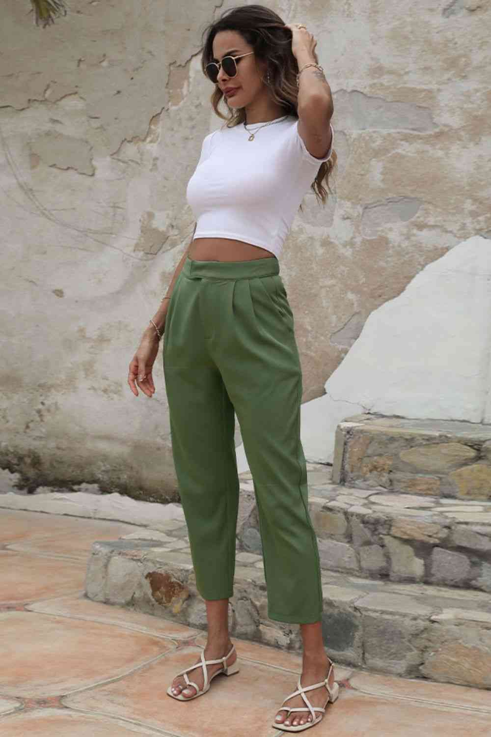 CruzinDrawers Straight Leg Cropped Pants with Pockets