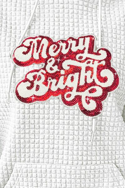 MERRY & BRIGHT Sequin Waffle-Knit Hoodie