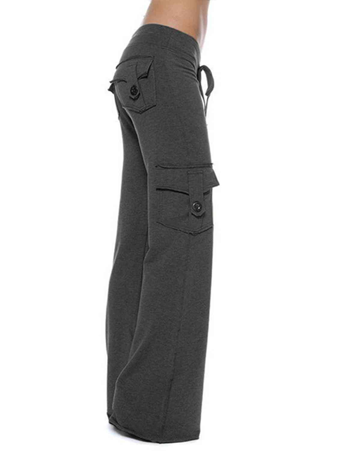 FAITHWALK Mid Waist Pants with Pockets