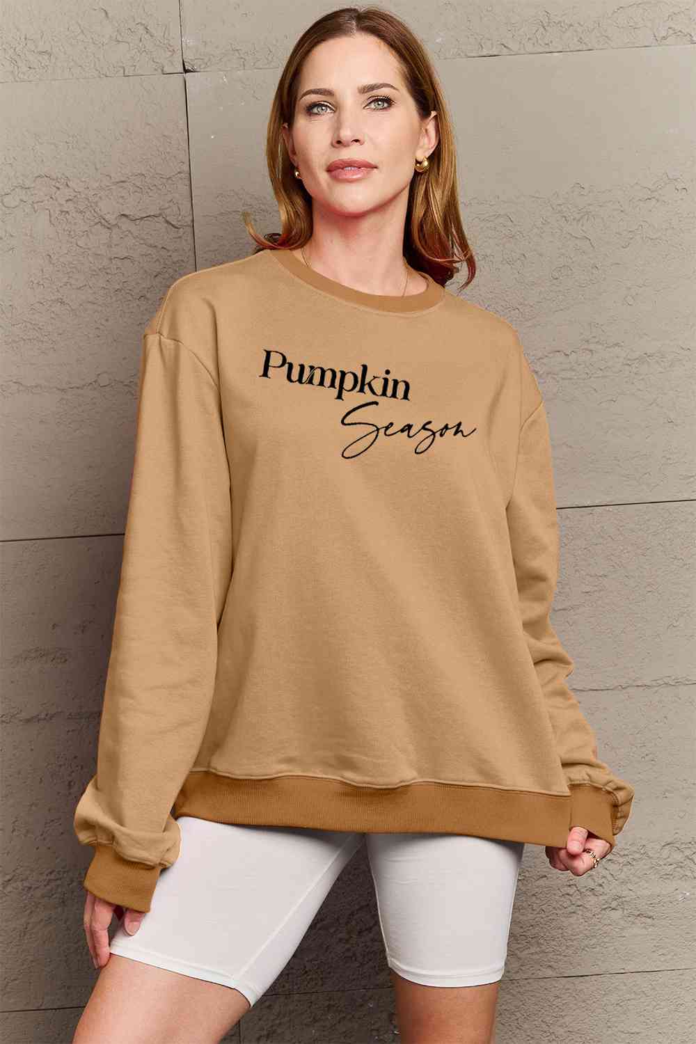 Simply Love Full Size Thanksgiving PUMPKIN SEASON Graphic Sweatshirt