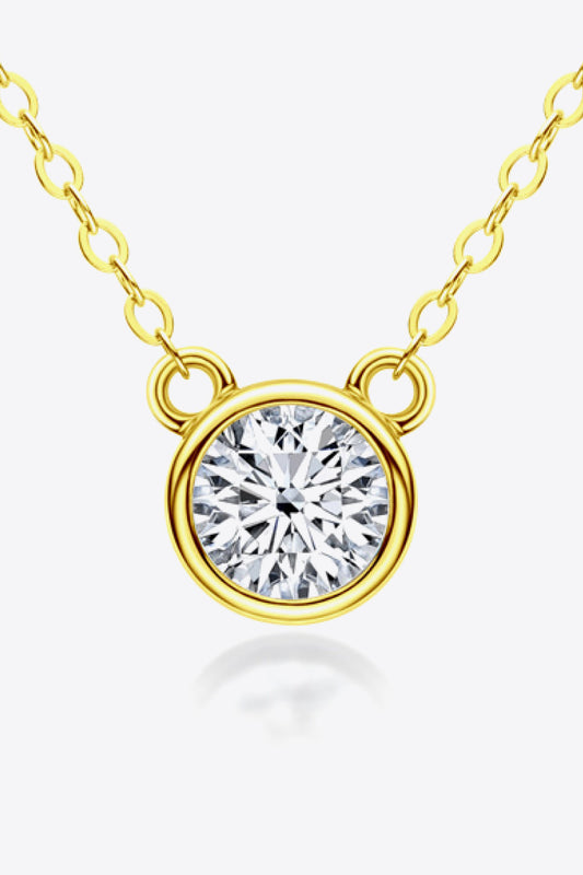925 Sterling Silver 1 Carat Moissanite Women's Round Pendant Necklace