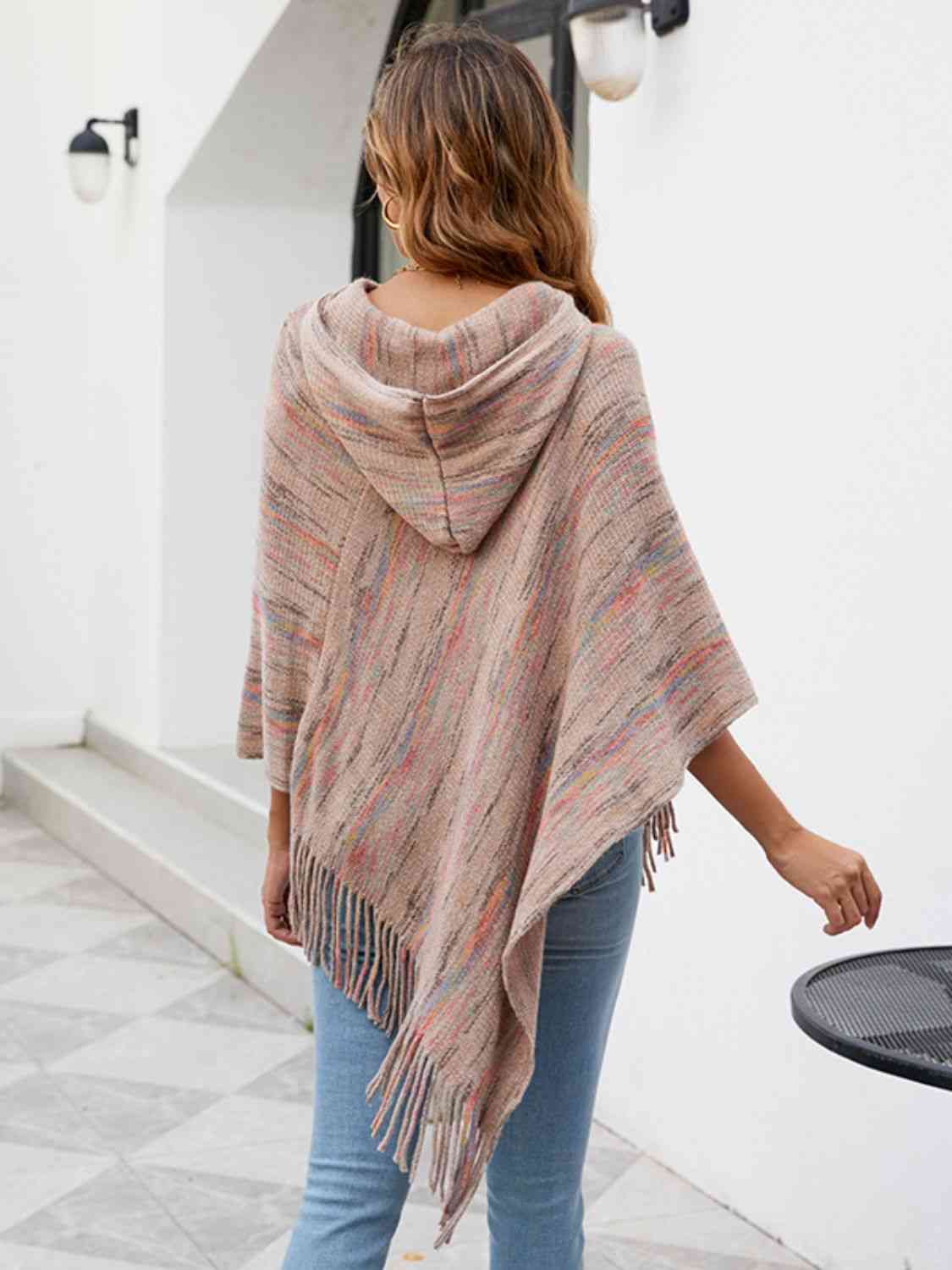 Beauty Bea One Size Fringe Hem Hooded Poncho