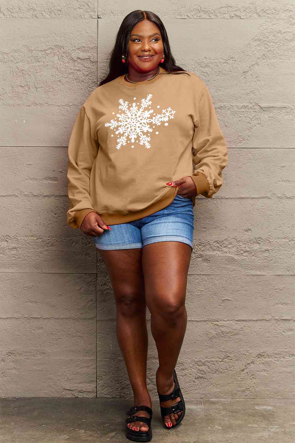 Simply Love Full Size Christmas Snowflake Graphic Sweatshirt