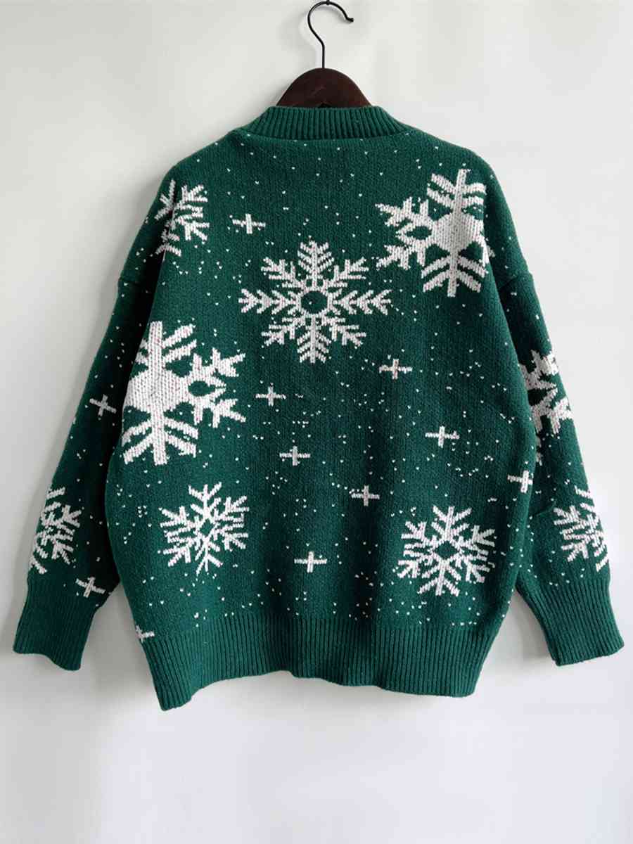 CHRISTMAS Snowflake Pattern Dropped Shoulder Sweater