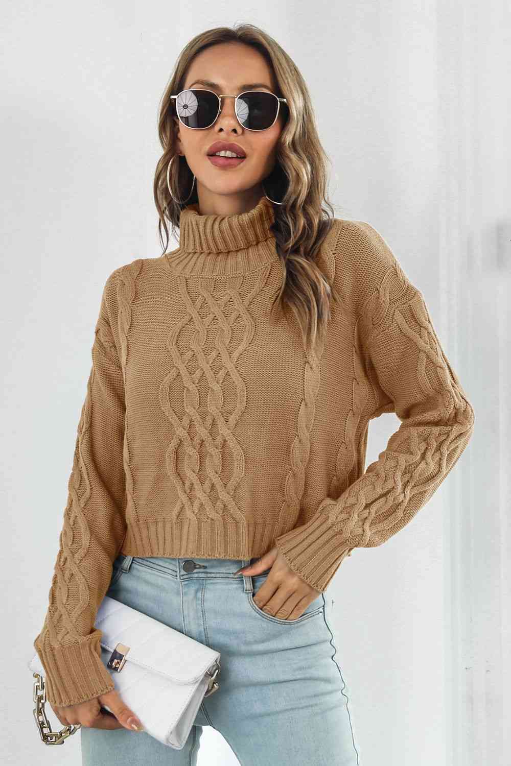 KnitwearTime Turtleneck Dropped Shoulder Sweater
