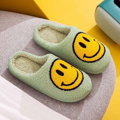 Melody Smiley Face Mint Yellow Slippers
