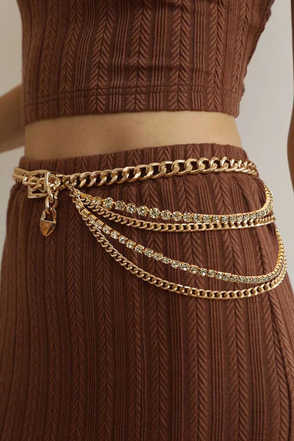 Jessica Anne Beauty Rhinestone Decor Metal Chain Belt