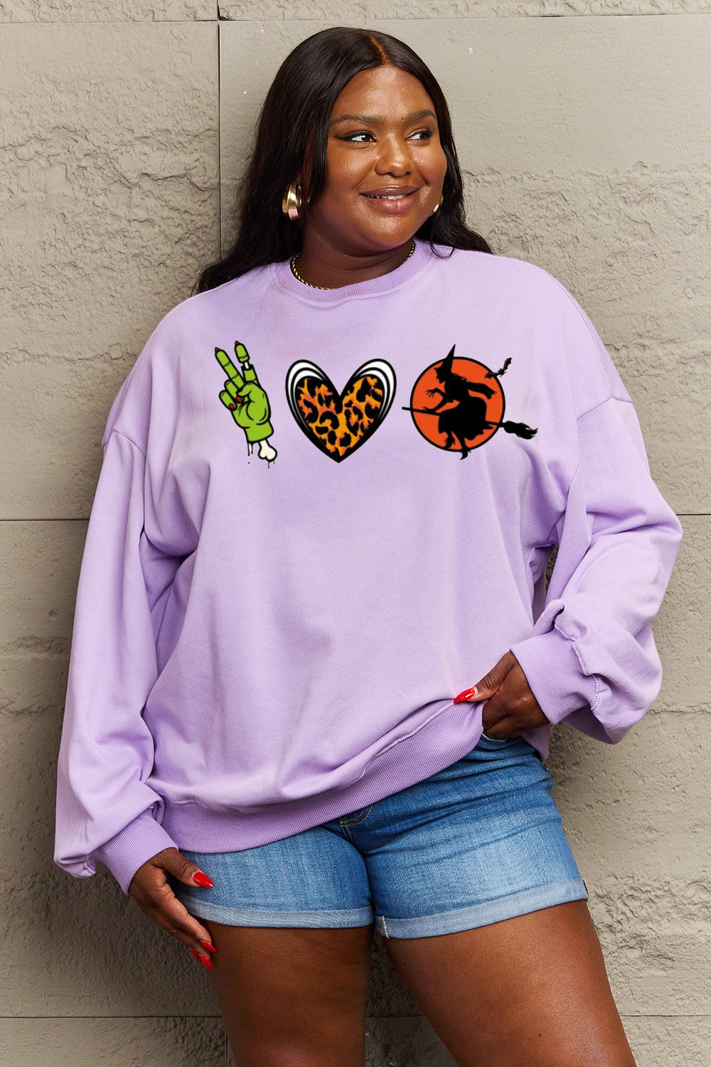 Simply Love Full Size Drop Shoulder Graphic Sweatshirt