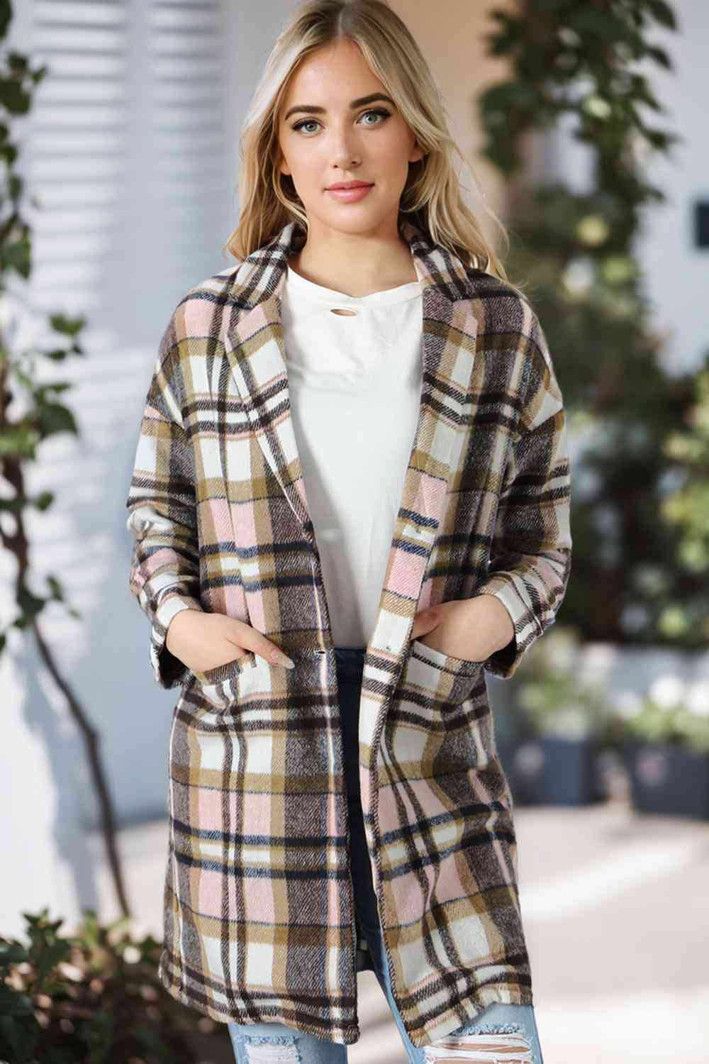 Hannah Plaid Longline Jacket with Pockets