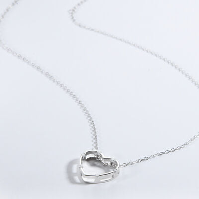 Heart Inlaid Zircon Spring Ring Closure Necklace