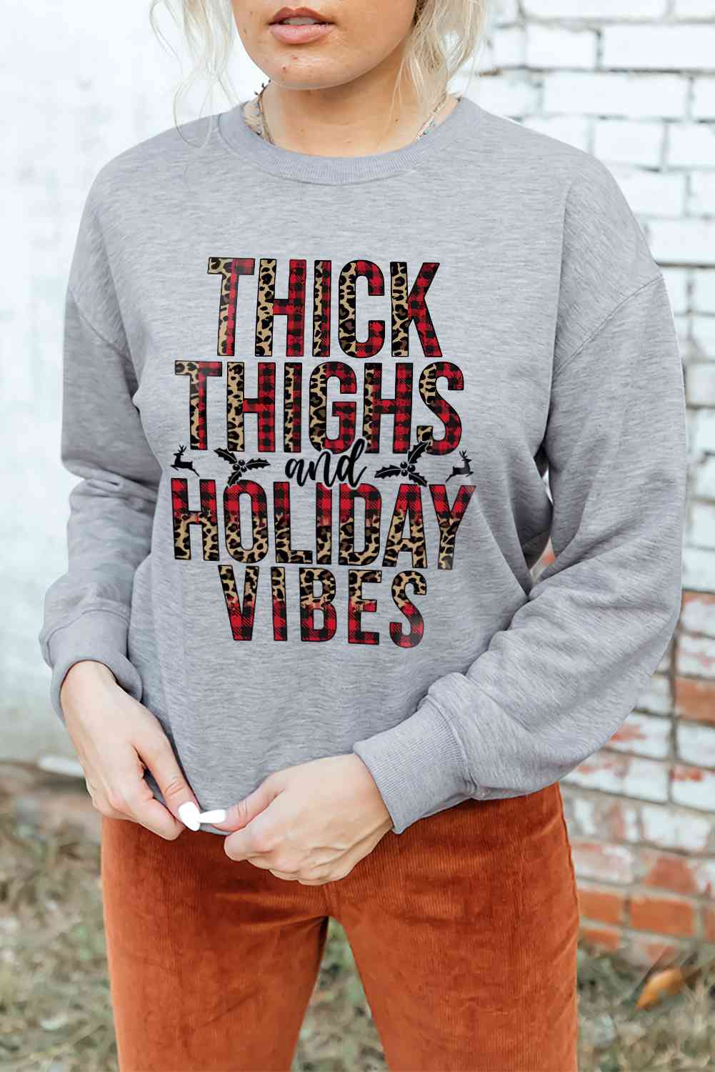 Full Size Christmas Graphic Dropped Shoulder Round Neck Sweatshirt