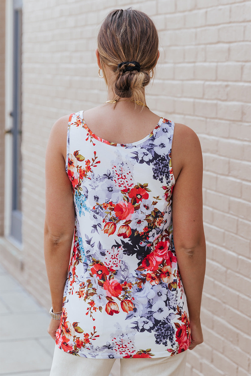 BAYSIDE ME Floral Round Neck Tank