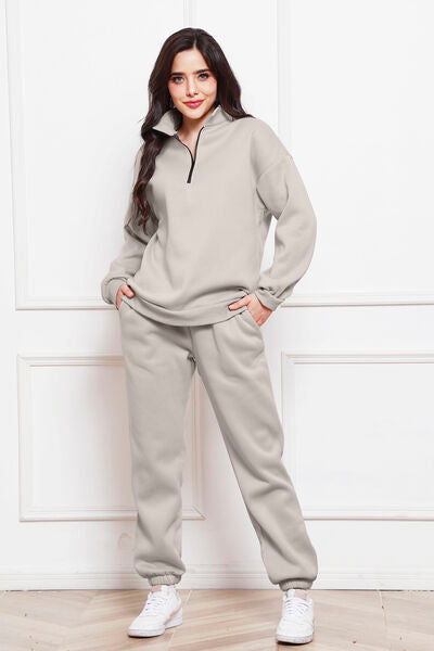 Comfy n' Cozy Half Zip Long Sleeve Sweatshirt and Pants Set