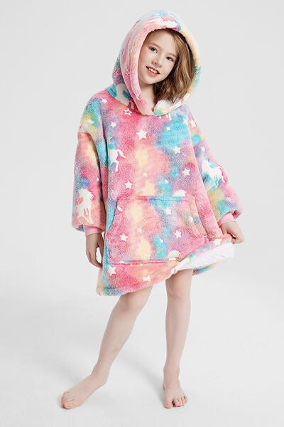 YOUTH GIRLS Luminous Pattern Oversize Long Sleeve Fuzzy Hoodie SZ ONE SIZE