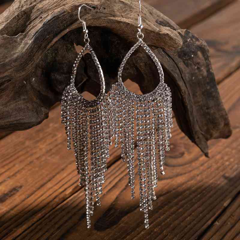 Silver Glistening Alloy Dangle Earrings