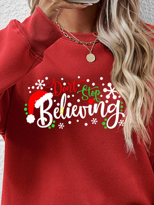 CHRISTMAS THEMED Letter Graphic Long Sleeve Sweatshirt